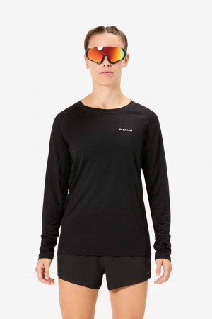 NNormal merino long sleeve t-shirt N2CWML1-001 T-shirts Black | 430791-NOG