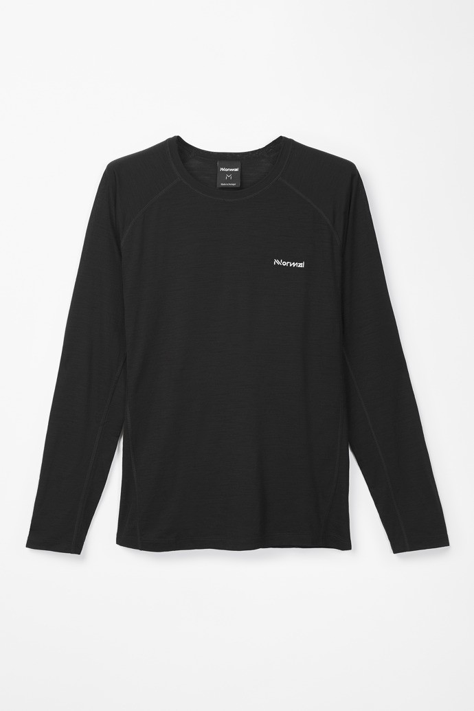 NNormal merino long sleeve t-shirt N2CMML1-001 T-shirts Black | 894630-OIG