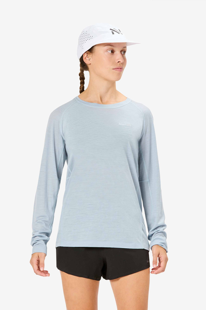 NNormal merino long sleeve t-shirt N2CWML1-002 T-shirts Blue | 623971-AUI